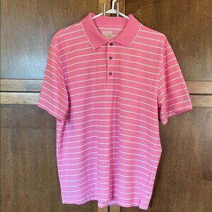 Izod Perform Men's Golf Shirt in Pink and White Stripes